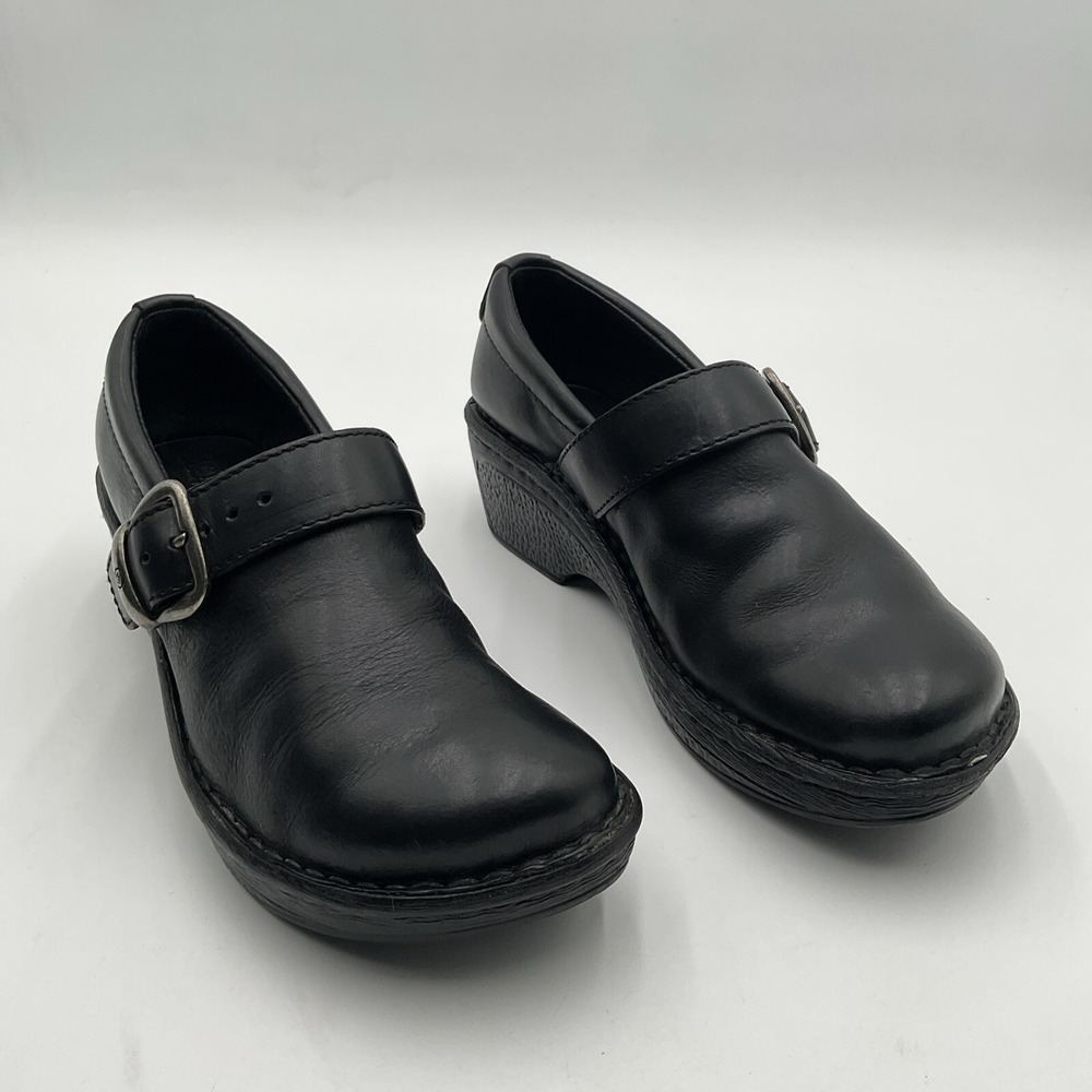 Born Clogs‎ Women's Size 6 Black Leather Fairy Grunge Casual Chunky Heeled Shoes